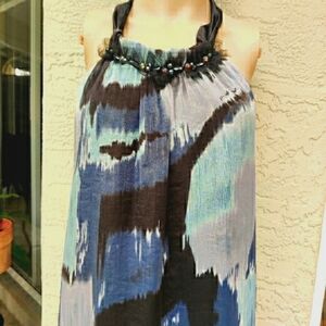 Embellished neckline mini dress